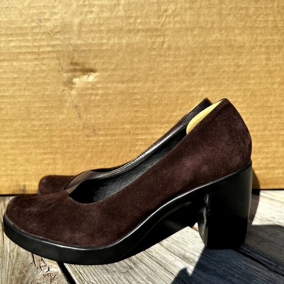 Dansko Tuttie Suede Heels Comfort Suede Leather Pump 3" Block Heel Brown 7 - Picture 4 of 7